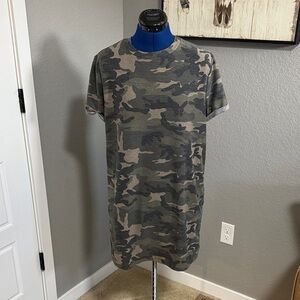Alya Camouflage Short Sleeve Tee Dress with pockets